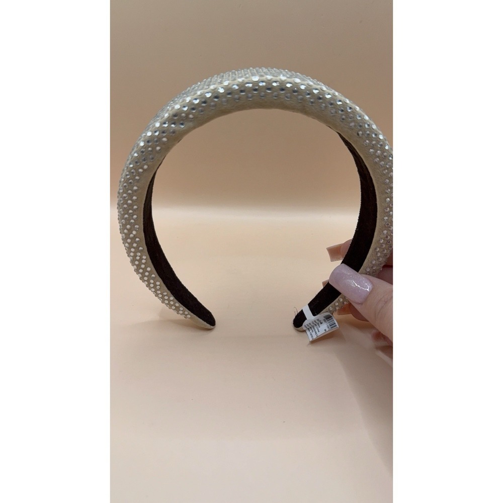Claires Headband Beige White Rhinestone Gems Hair Accessory Costume Cosplay
